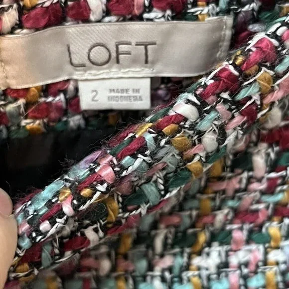 Loft Tweed Above Knee Skirt Womens Sz 2 Easter Career Wear Lined Mod Preppy - Picture 4 of 6